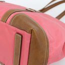 PRADA Tote Bag Leather Nylon Pink Silver Auth 183896V-9