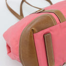 PRADA Tote Bag Leather Nylon Pink Silver Auth 183896V-14
