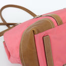 PRADA Tote Bag Leather Nylon Pink Silver Auth 183896V-16
