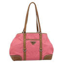 PRADA Tote Bag Leather Nylon Pink Silver Auth 183896V-13