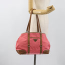 PRADA Tote Bag Leather Nylon Pink Silver Auth 183896V-23