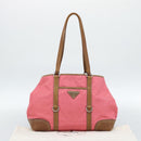 PRADA Tote Bag Leather Nylon Pink Silver Auth 183896V-12