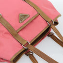 PRADA Tote Bag Leather Nylon Pink Silver Auth 183896V-6