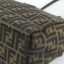 FENDI Zucca Canvas Mamma Baguette Tote Bag Black Brown Auth 183898-8