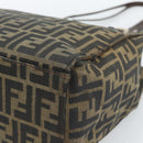 FENDI Zucca Canvas Mamma Baguette Tote Bag Black Brown Auth 183898-16