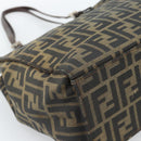 FENDI Zucca Canvas Mamma Baguette Tote Bag Black Brown Auth 183898-17
