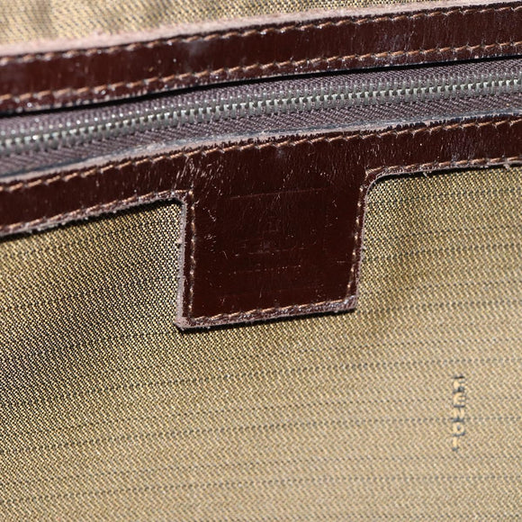 FENDI Zucca Canvas Mamma Baguette Tote Bag Black Brown Auth 183898
