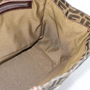 FENDI Zucca Canvas Mamma Baguette Tote Bag Black Brown Auth 183898-19