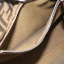 FENDI Zucca Canvas Mamma Baguette Tote Bag Black Brown Auth 183898-22