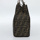 FENDI Zucca Canvas Mamma Baguette Tote Bag Black Brown Auth 183898-3