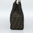 FENDI Zucca Canvas Mamma Baguette Tote Bag Black Brown Auth 183898-4
