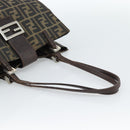 FENDI Zucca Canvas Mamma Baguette Tote Bag Black Brown Auth 183898-7