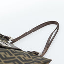 FENDI Zucca Canvas Mamma Baguette Tote Bag Black Brown Auth 183898-14
