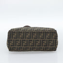 FENDI Zucca Canvas Mamma Baguette Tote Bag Black Brown Auth 183898-5