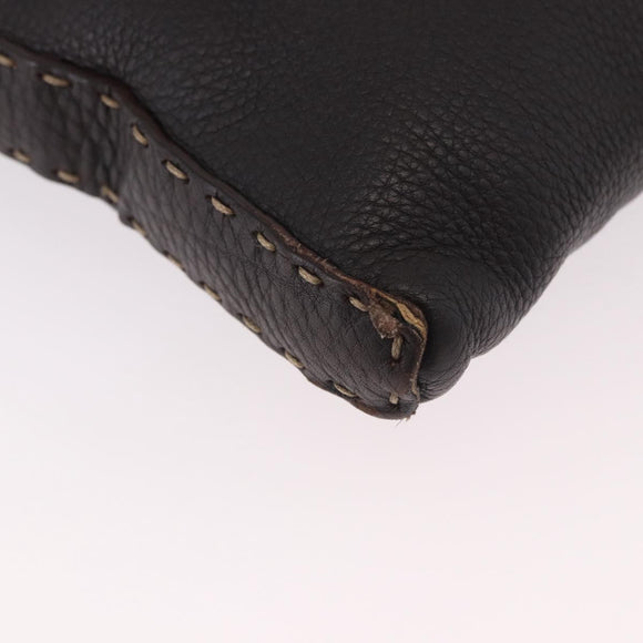 FENDI Celeria Umhängetasche Leder Schwarz Silber Auth 183899A