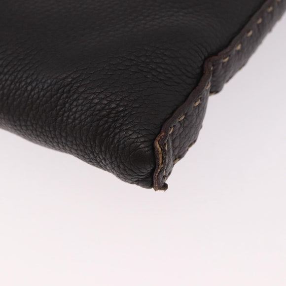 FENDI Celeria Umhängetasche Leder Schwarz Silber Auth 183899A