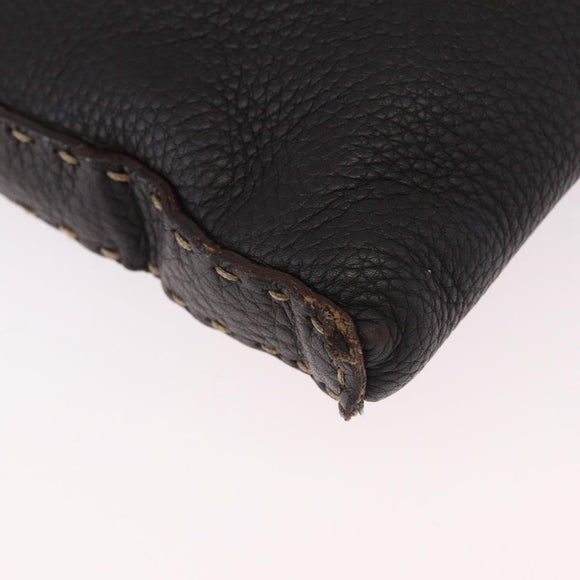 FENDI Celeria Umhängetasche Leder Schwarz Silber Auth 183899A