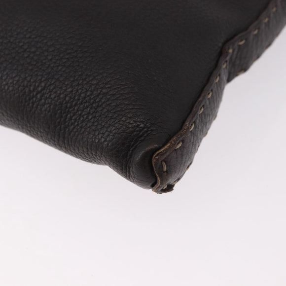 FENDI Celeria Umhängetasche Leder Schwarz Silber Auth 183899A