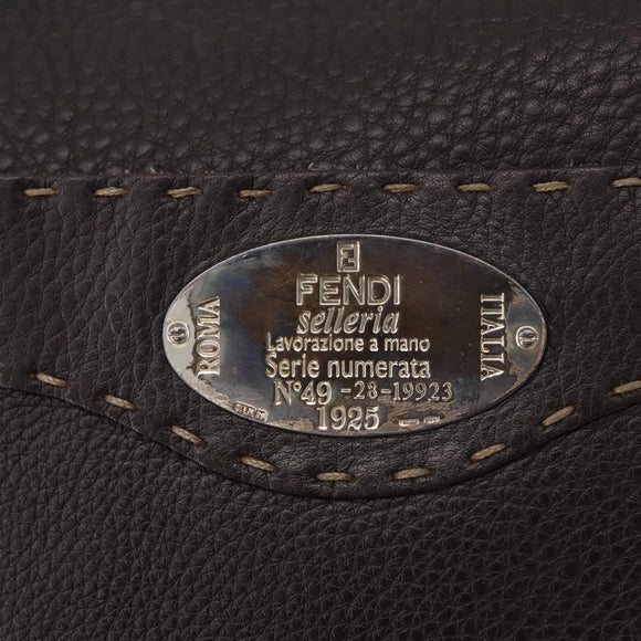 FENDI Celeria Umhängetasche Leder Schwarz Silber Auth 183899A