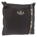 FENDI Celeria Umhängetasche Leder Schwarz Silber Auth 183899A-1