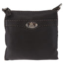 FENDI Celeria Umhängetasche Leder Schwarz Silber Auth 183899A-13