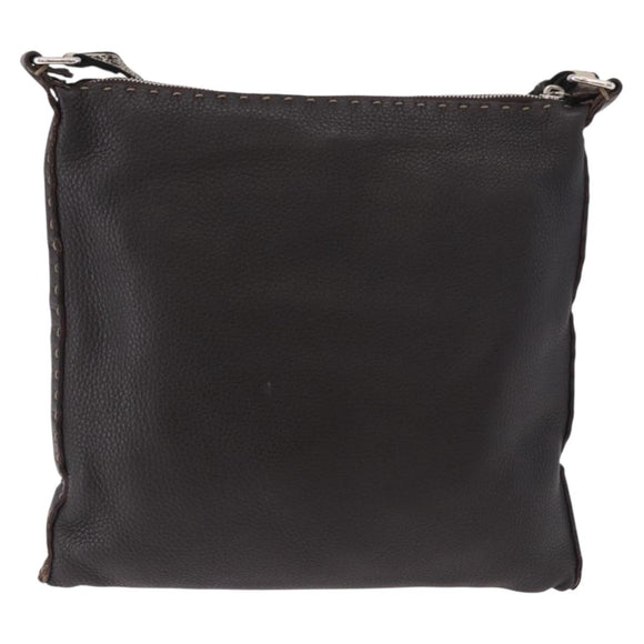 FENDI Celeria Umhängetasche Leder Schwarz Silber Auth 183899A