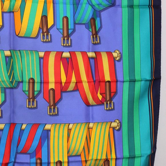HERMES Carré 90 Sjaal Zijde Blauw Auth 183922