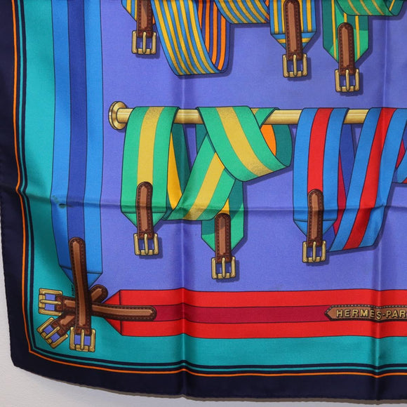 HERMES Carré 90 Sjaal Zijde Blauw Auth 183922