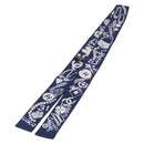 CHANEL Ribbon Scarf Silk Navy CC Auth 183940M-1