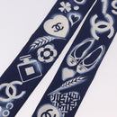 CHANEL Ribbon Scarf Silk Navy CC Auth 183940M-10