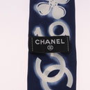 CHANEL Ribbon Scarf Silk Navy CC Auth 183940M-14