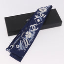 CHANEL Ribbon Scarf Silk Navy CC Auth 183940M-16