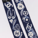 CHANEL Ribbon Scarf Silk Navy CC Auth 183940M-4