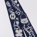CHANEL Ribbon Scarf Silk Navy CC Auth 183940M-6