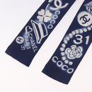 CHANEL Ribbon Scarf Silk Navy CC Auth 183940M-9