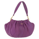 PRADA Shoulder Bag Leather Purple Gold Auth 183941A-1