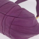 PRADA Shoulder Bag Leather Purple Gold Auth 183941A-14