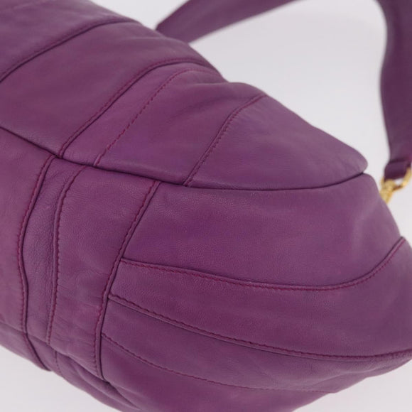 PRADA Shoulder Bag Leather Purple Gold Auth 183941A