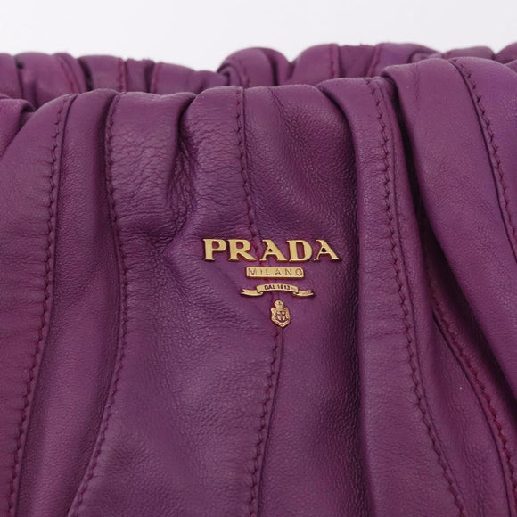 PRADA Shoulder Bag Leather Purple Gold Auth 183941A