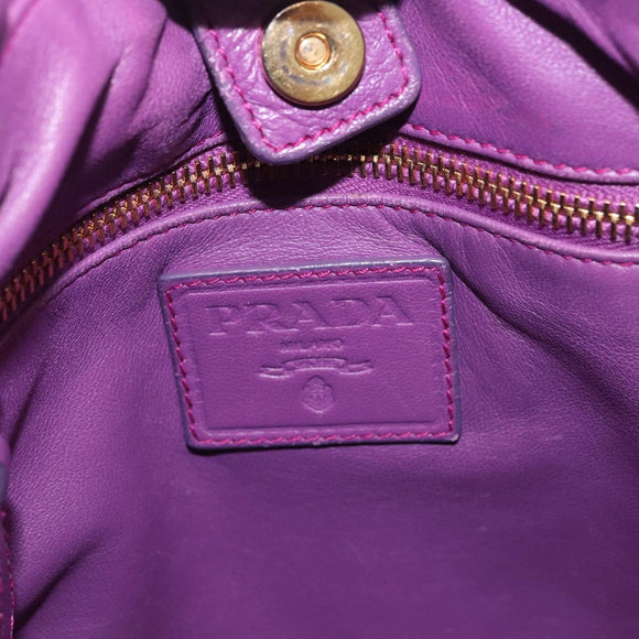 PRADA Shoulder Bag Leather Purple Gold Auth 183941A