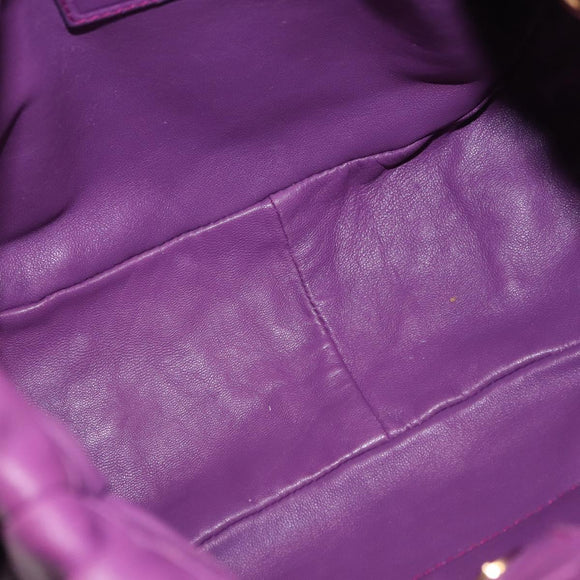 PRADA Shoulder Bag Leather Purple Gold Auth 183941A