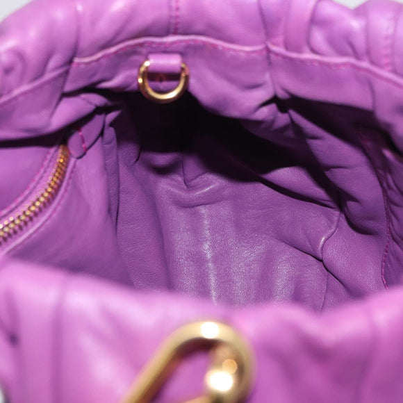 PRADA Shoulder Bag Leather Purple Gold Auth 183941A