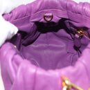 PRADA Shoulder Bag Leather Purple Gold Auth 183941A-20