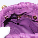 PRADA Shoulder Bag Leather Purple Gold Auth 183941A-21