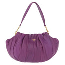 PRADA Shoulder Bag Leather Purple Gold Auth 183941A-13