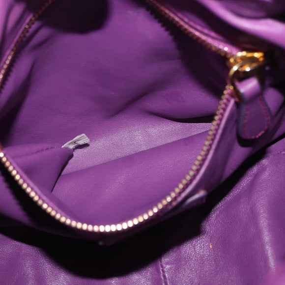 PRADA Shoulder Bag Leather Purple Gold Auth 183941A