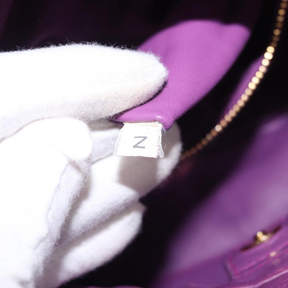 PRADA Shoulder Bag Leather Purple Gold Auth 183941A