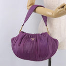 PRADA Shoulder Bag Leather Purple Gold Auth 183941A-23