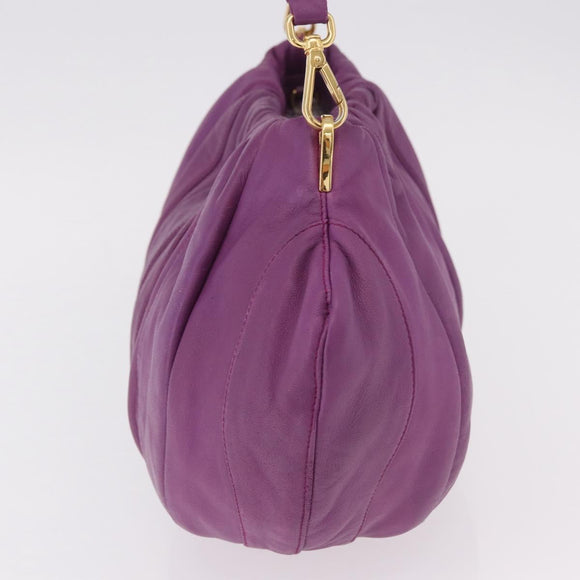 PRADA Shoulder Bag Leather Purple Gold Auth 183941A