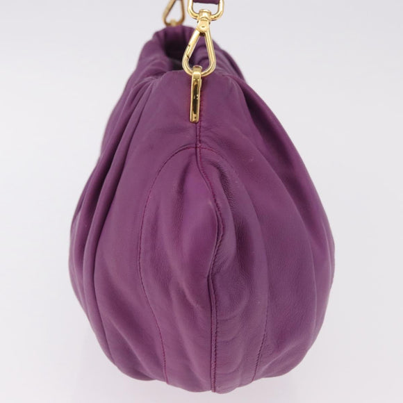 PRADA Shoulder Bag Leather Purple Gold Auth 183941A